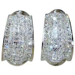 Invisibly Set Diamond Gold Hoop Earrings 1