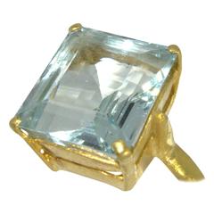 Emerald-Cut Aquamarine Gold Ring