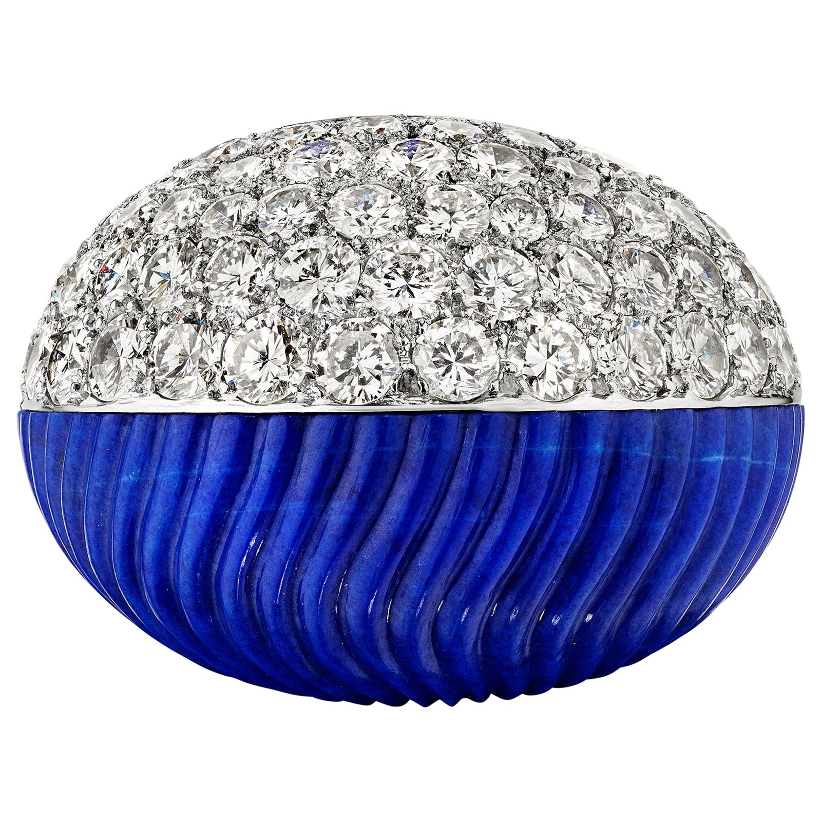 Cartier Diamond Lapis Lazuli "Bombé" Cocktail Ring, Paris, circa 1960 For Sale