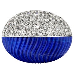 Cartier Diamond Lapis Lazuli "Bombé" Ring, Paris, C. 1960