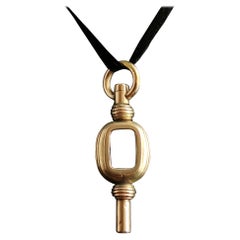 Antique Victorian Gold Plated Watch Key Pendant