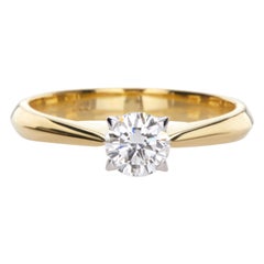 Used Solitaire Ring with GIA Certified 0.51 Carat Diamond 18Kt Yellow and White Gold