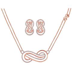 Infinity Diamond Rose Gold Necklace and Earrings Set 6