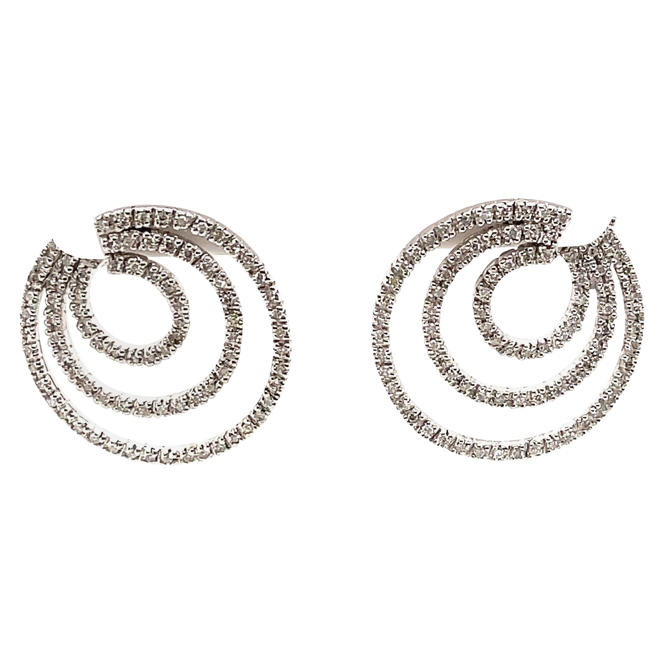 Large Diamond Hoop Earrings w/ Unique Diamond Display at 1stDibs