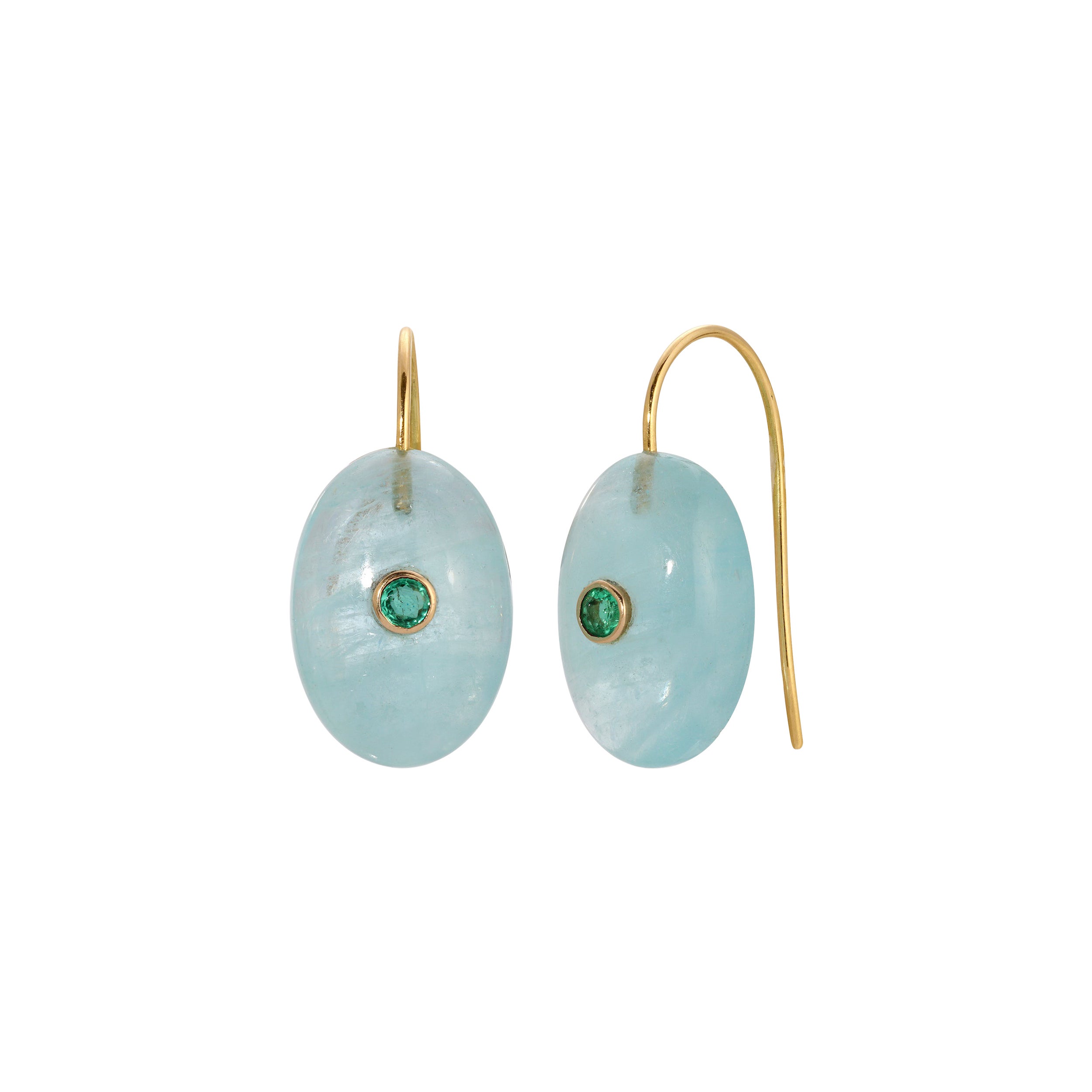 Aquamarine Emerald Drop Earrings For Sale
