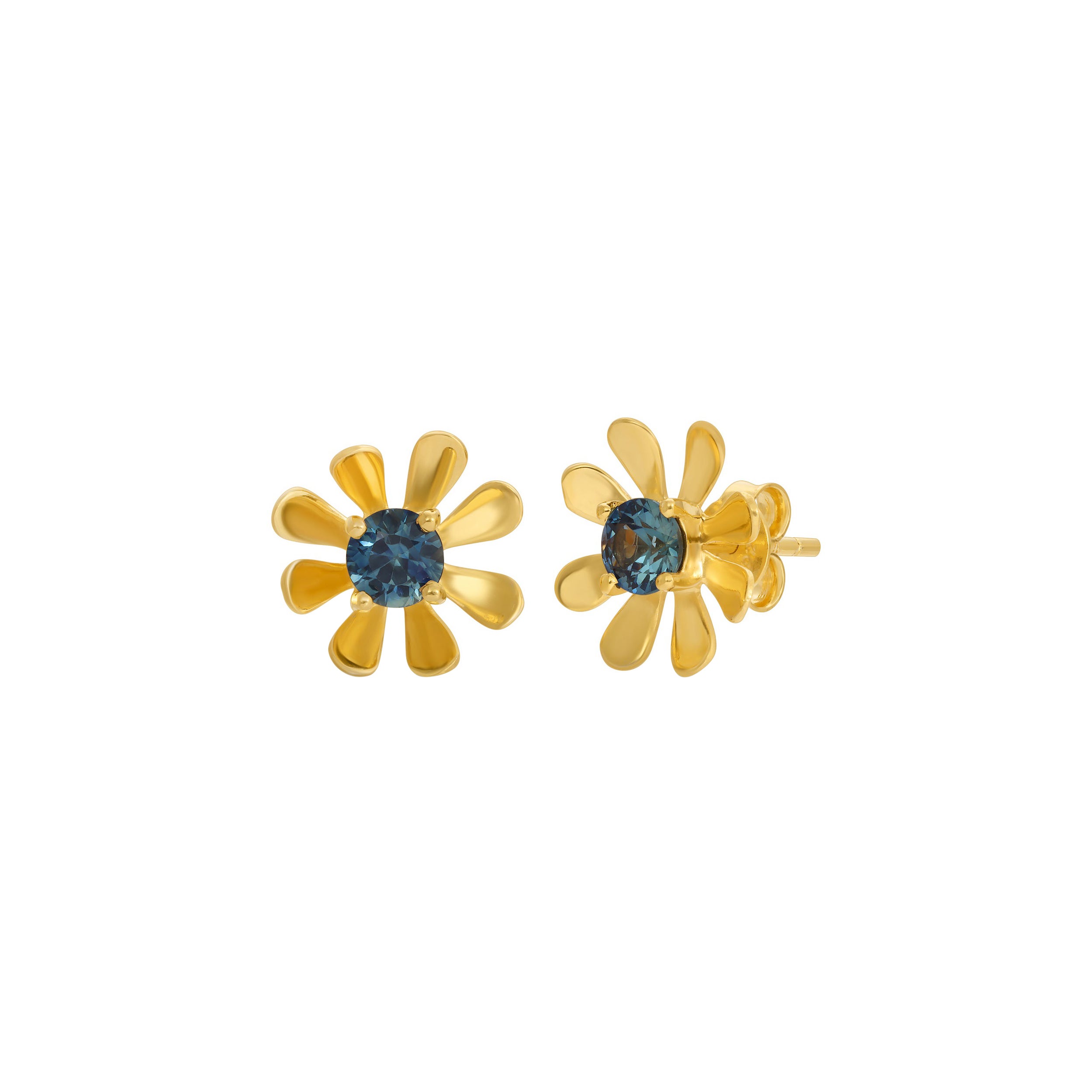 Sapphire Abstract Floral Stud Earrings For Sale