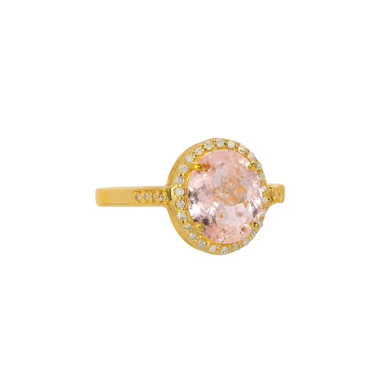Morganite Diamond Ring For Sale at 1stDibs