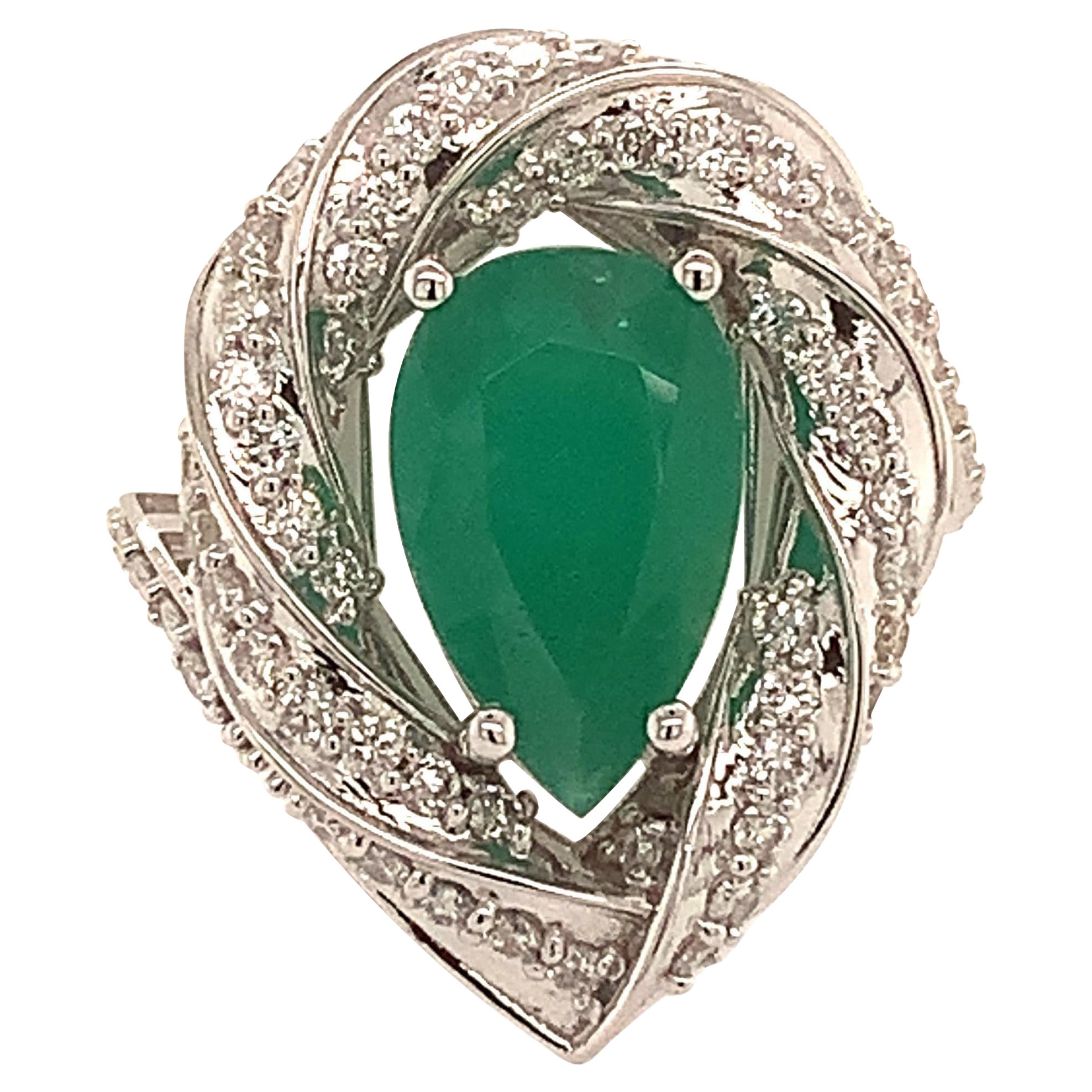 Natural Emerald Diamond Ring 14k Gold 6.1 TCW Certified For Sale