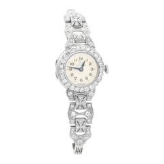 Antiguo reloj de cóctel de oro blanco y diamantes de 2,16 quilates, circa 1925
