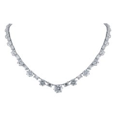 Beauvince Queen 38.05 Ct Solitaire Diamond Necklace in White Gold