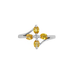 Vintage Yellow Sapphire Diamond Flower Ring