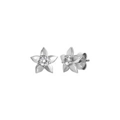 White Sapphire Star Stud Earrings