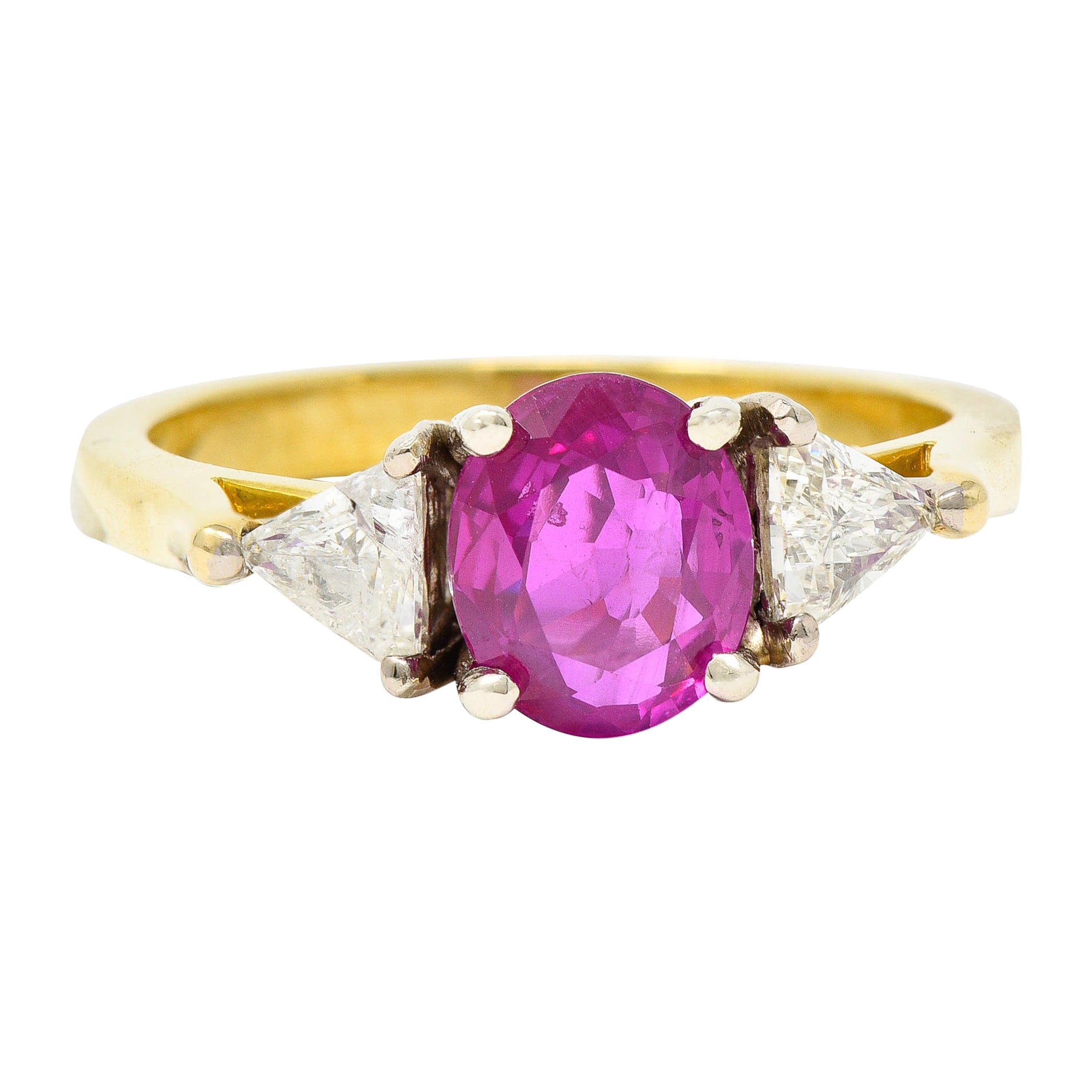 Antique Burma Ruby Diamond 18 Karat Yellow Gold Ring AGL Certified at ...