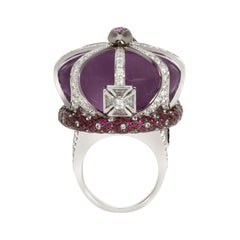 Sybarite Jewellery Princess Ring 18 Karat White Gold 1.28 Carat Rubies Amethyst 