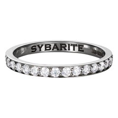 Bague à anneau classique en sybarite et or blanc avec diamants blancs