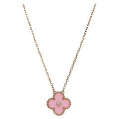 Van Cleef & Arpels Diamond Porcelain Limited Edition Alhambra Rose Gold Necklace