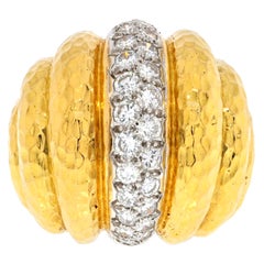 David Webb 18K Yellow Gold Large Dome Diamond Statement Ring