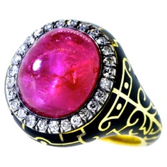 Burma Ruby, AGL Certified Unheated, and Diamond Antique Ring, circa 1880
