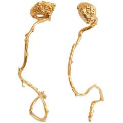 2012 Jacqueline De Jong Pommes de Jong Gold Plated Dried Potato Earrings