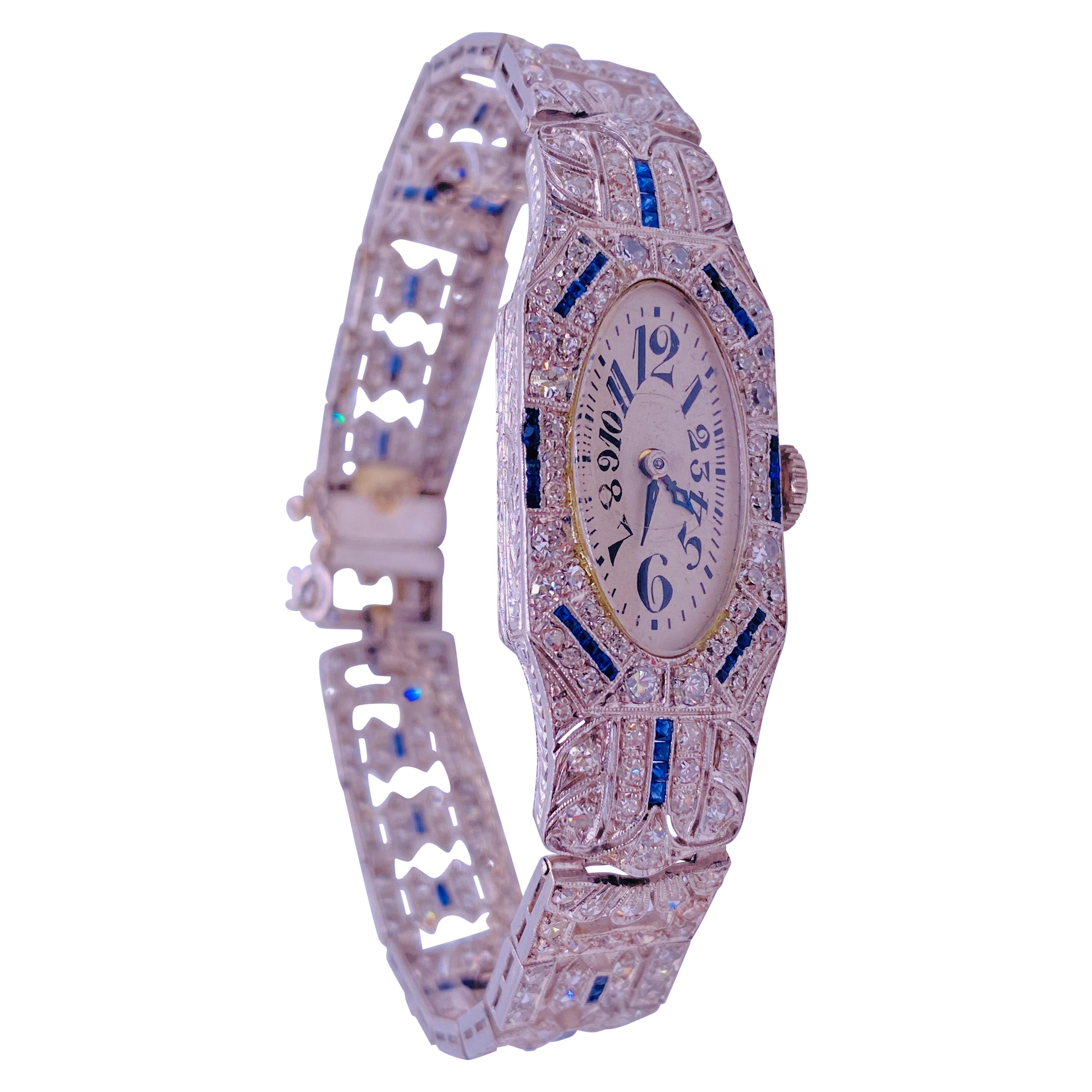 Art Deco Sapphire and Diamond Platinum Watch