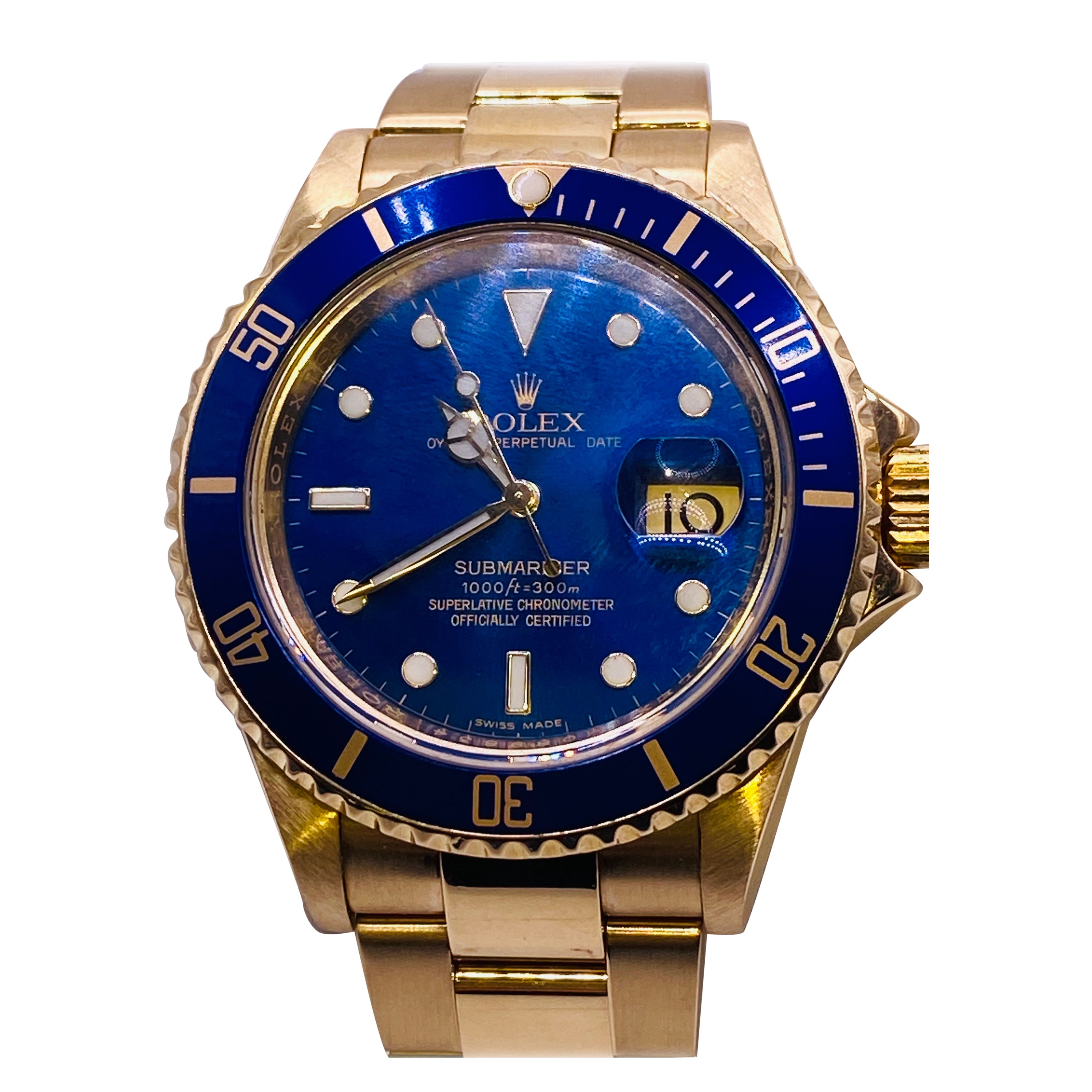 18k Yellow Gold Rolex Submariner Blue Dial