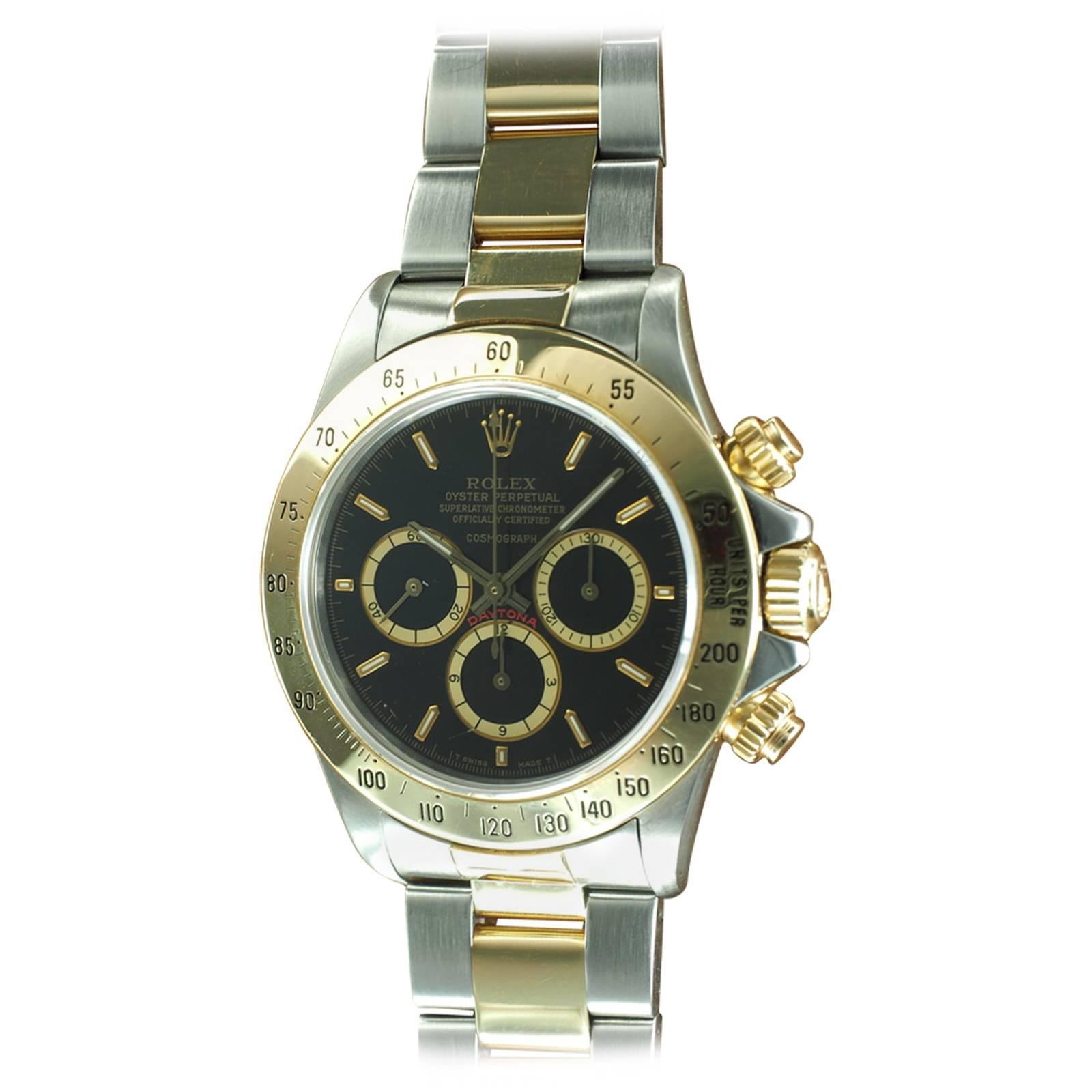Rolex Yellow Gold Stainless Steel Cosmography Daytona Wristwatch Ref 16523 For Sale