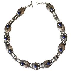 Vintage Georg Jensen Sterling Silver Necklace No. 1 with Lapis Lazuli