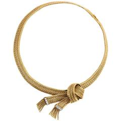 1950s Gaucherand Paris Diamond Gold Necklace