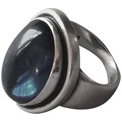 Georg Jensen Synthetic Sapphire Sterling Silver Ring No. 46A by Harald Nielsen