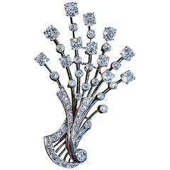 Diamond Platinum Gold Floral Brooch Pendant 11