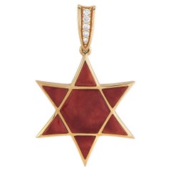 Kabana 14K Yellow Gold 0.05 Ct Diamond and Spiny Star of David Pendant