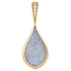 Kabana 14K Yellow Gold 0.05 Ct Diamond and Inlaid Opal Pendant