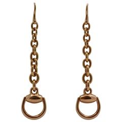 Used Gucci Gold Horsebit Drop Earrings