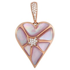 Kabana 14K Rose Gold 0.25 Ct Diamond and Mother of Pearl Heart Pendant