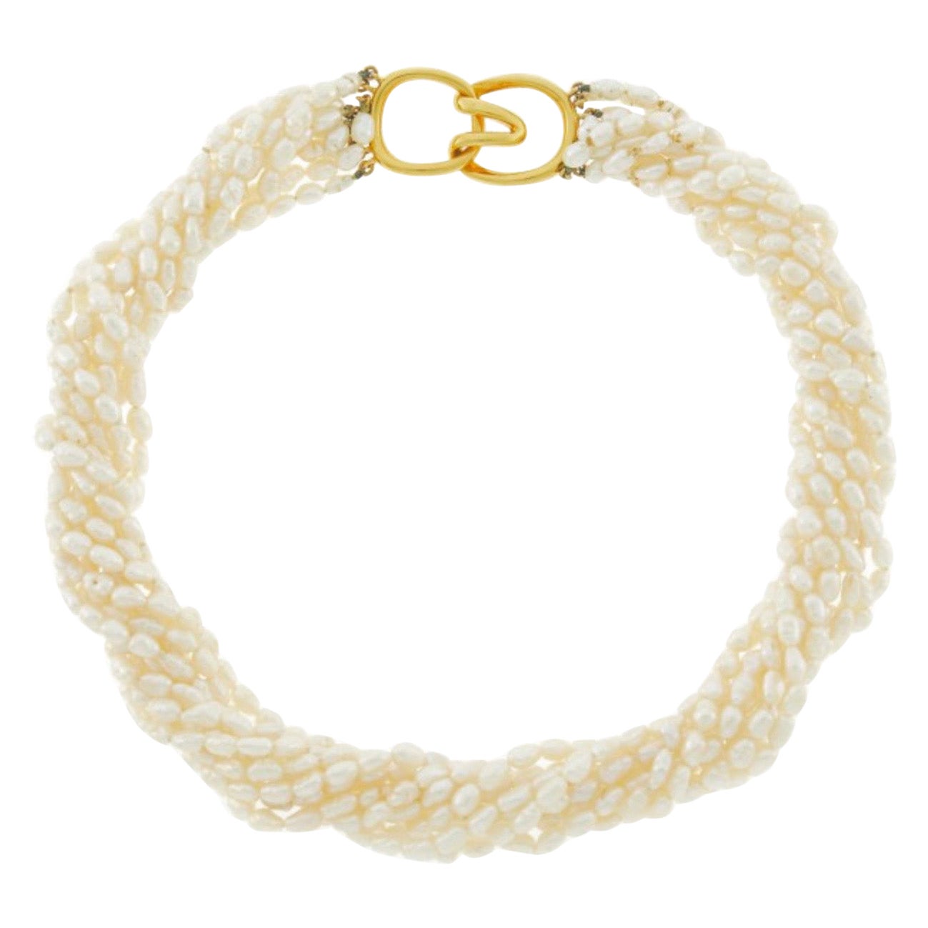 Tiffany & Co. Freshwater Pearl Torsade Necklace 18 Karat Gold Vintage