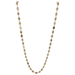 40 Carat Natural Fancy Multicolored Diamond Bead Necklace in 18 Karat
