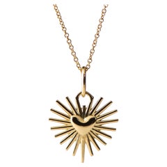 Vintage Maria Kotsoni 18K Yellow Gold Heart Charm 2022, Radiating Heart Pendant Necklace