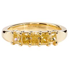 Fancy Intense Yellow Diamond Gold Wedding Band Ring