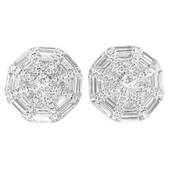 Vintage 5.00 Carat Diamonds Snowflake Masterpiece Setting Stud Earrings 18k