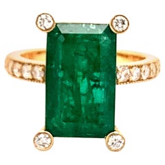 Natürlicher Smaragd-Diamant-Ring 14k Gold 4,37 TCW GIA zertifiziert