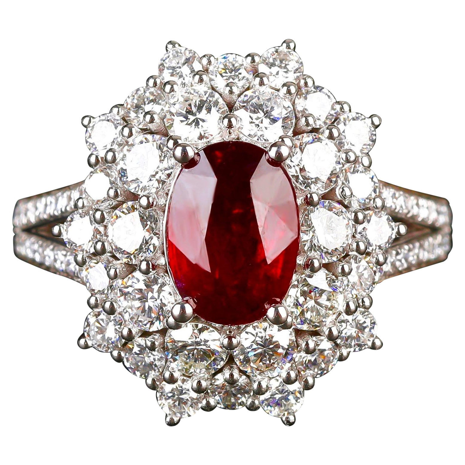  Eostre 'CHECK the VIDEO' Blood Ruby 2ct Unheated and Diamond Platinum Ring 