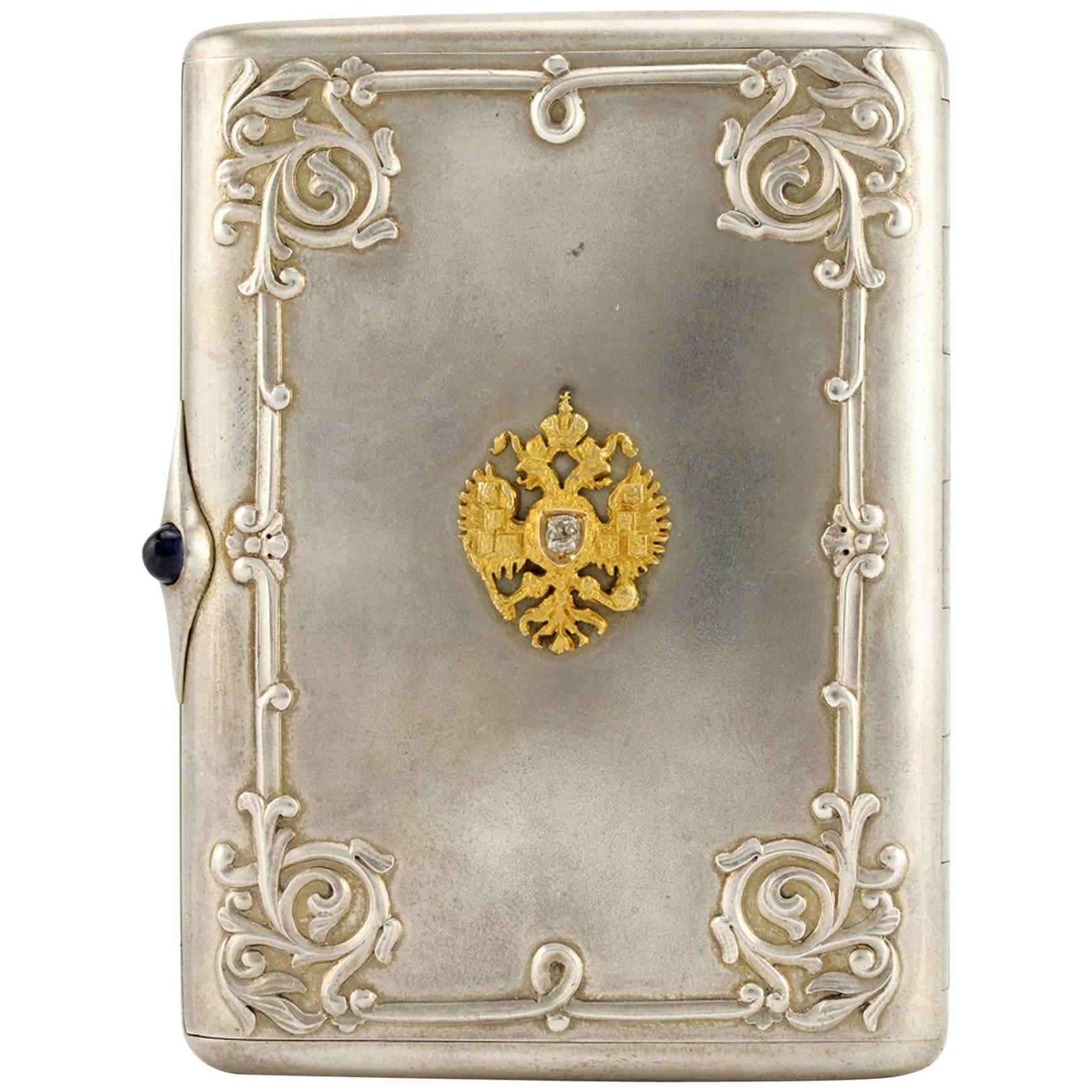 Fabergé Imperial Presentation Jeweled Silver Cigarette Case