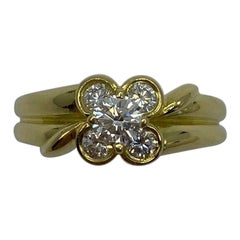 Van Cleef & Arpels: 18 Karat Gelbgold Ring, Onbell 0,55 Karat Diamant Blume