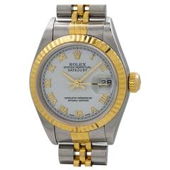 Rolex Lady's Yellow Gold Stainless Steel Datejust Wristwatch Ref 79173