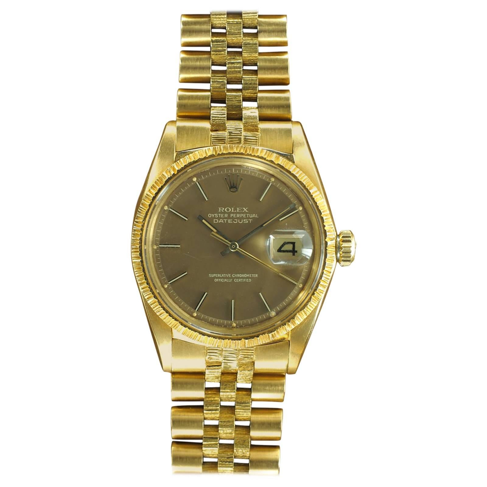 Rolex Yellow Gold Datejust Wristwatch Ref 1607 For Sale
