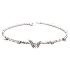 Bracelet jonc papillon en or blanc et diamants