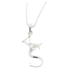 Medium Initial Pendant Necklace in 19" Sterling Silver Chain