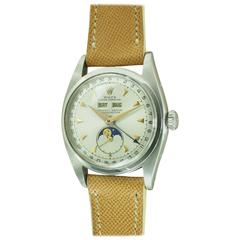 Vintage Rolex Stainless Steel Rolex Moonphase Wristwatch Ref 6062