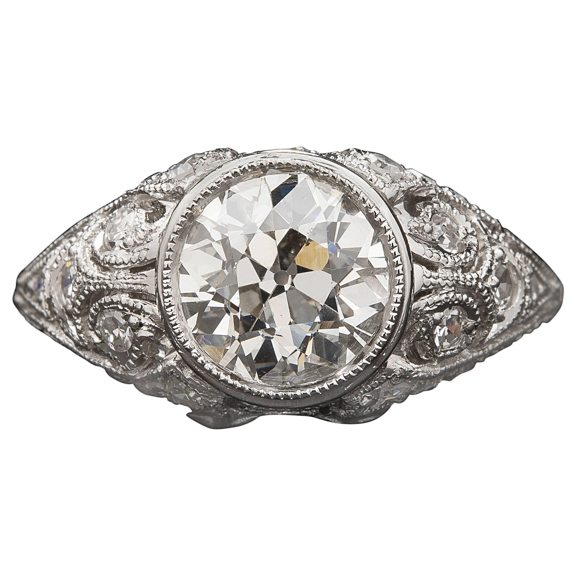 1.52ct Diamond Art Deco Style Ring For Sale