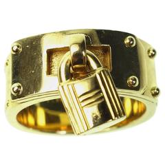 Hermes Gold "H" Padlock Ring
